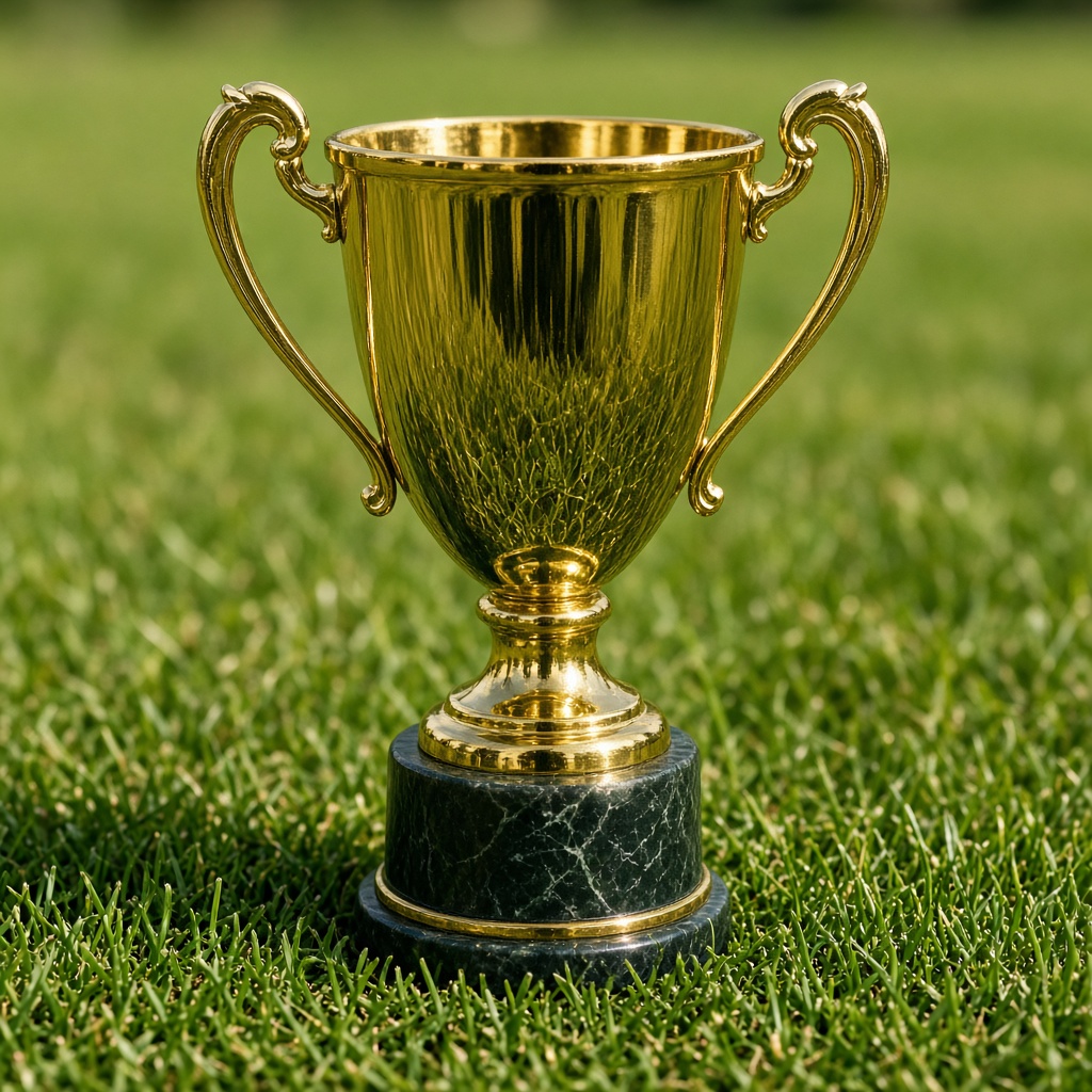 Copa de fútbol sobre el pasto